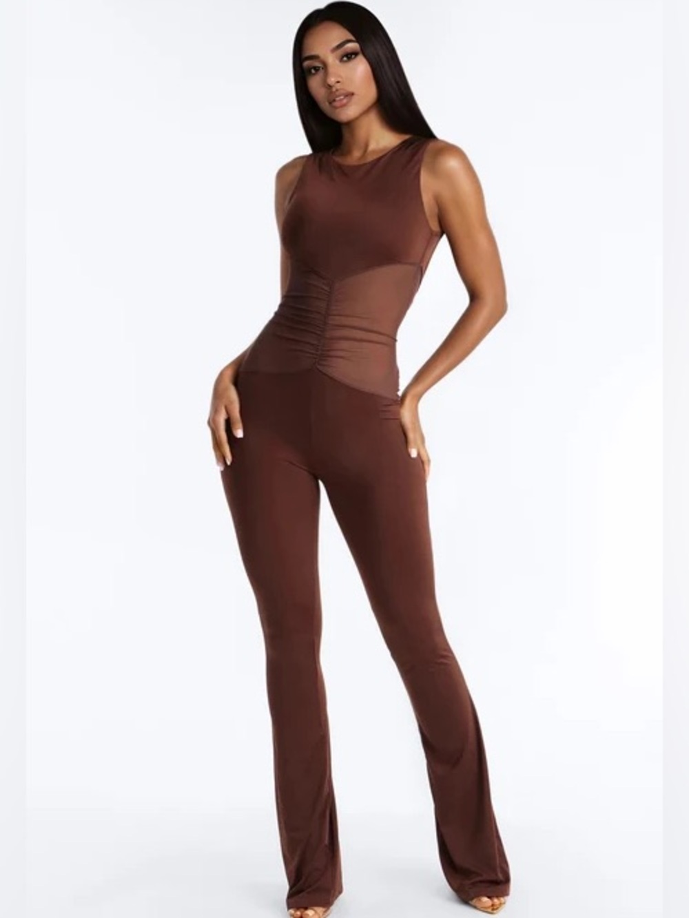 Rosina Ruched High Neck Flare Jumpsuit NEW 🏷️